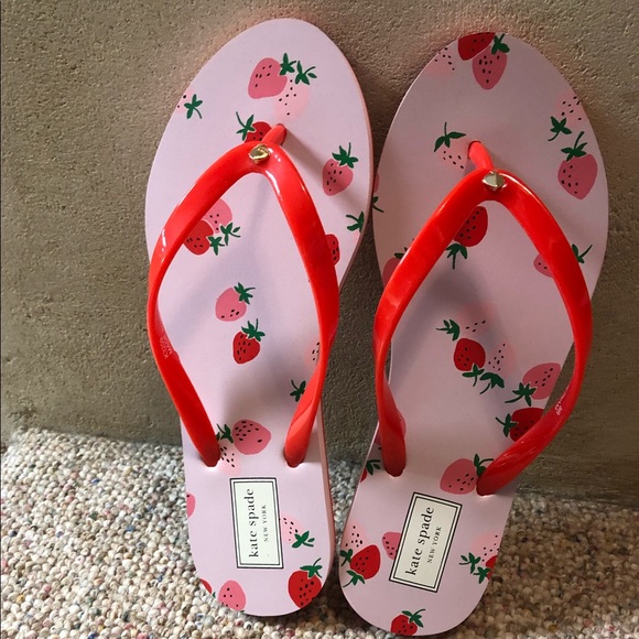 More 🔜 🎉 HP 🎉 🆕 Kate Spade ♠️ Fiji Flip Flops Wild Strawberry - Picture 4 of 14